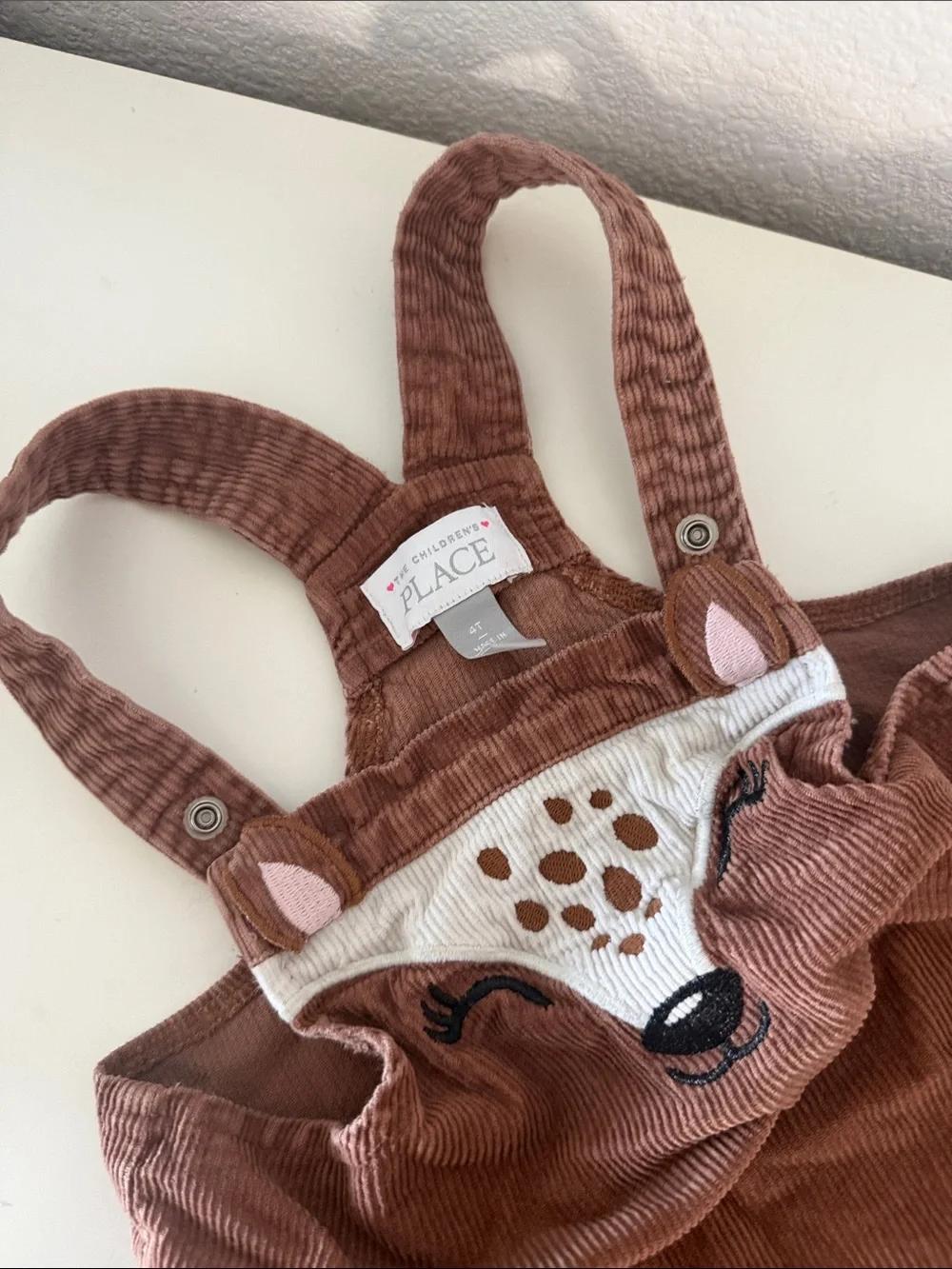 The Children's Place Brown and Dusty Rose Corduroy Deer Suspenders
